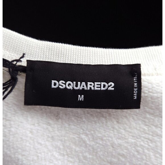 DSQUARED2 Printed Slogan Cotton Sweatshirt Size M Mens Off-White $385 - Picture 10 of 12